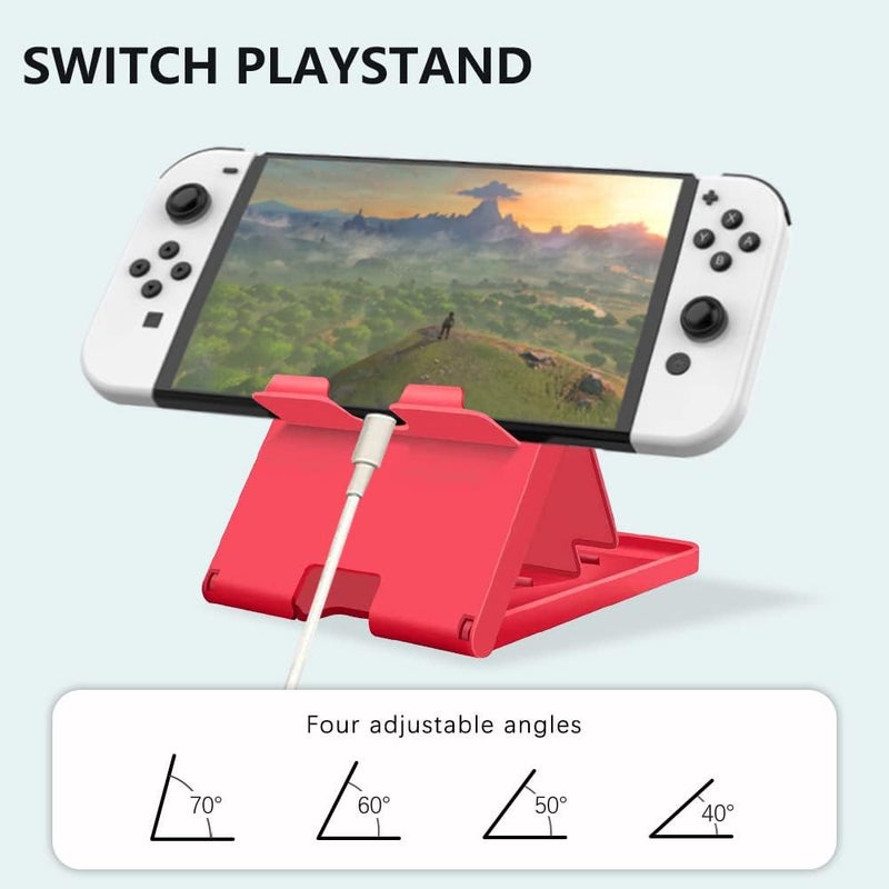 ELIATER Stand Compatible with Nintendo Switch, Adjustable Switch Playstand, Foldable Phone Stand for Desk, Compact & Portable Switch Holder Accessories (Red) - Image 3